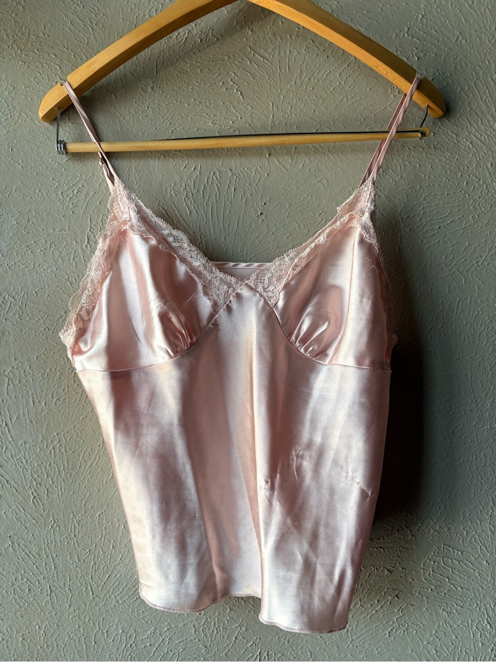 Silky Lace-Trim Cami Top - Pink